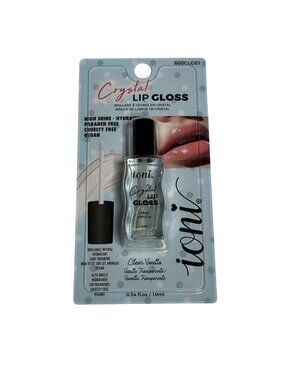 Ioni Crystal Lip Gloss Clear Vanilla High Shine Vegan Moisturizing New
